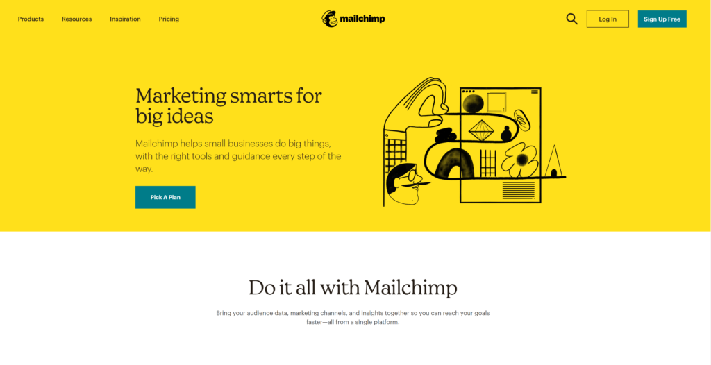 Mailchimp homepagina
