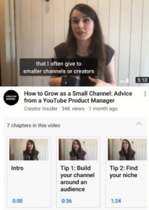 hoofdstukken in youtube zoekresultaten