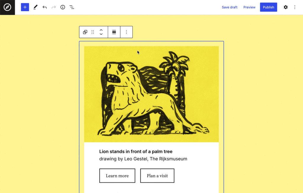 voorbeeld van blok vergrendelen in WordPress