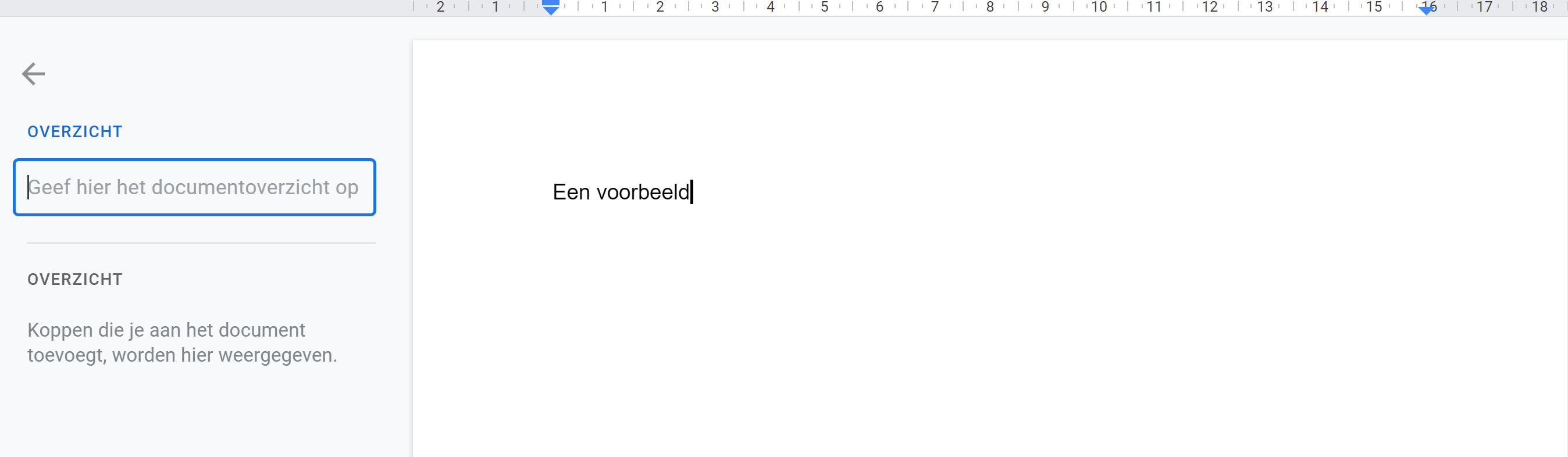 overzicht toevoegen in google docs